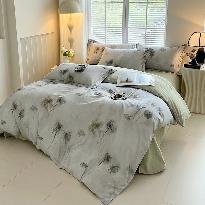 91家纺网 家纺一手货源 找家纺 威布斯 2025新疆棉全棉生态加厚磨毛四件套嬉秋集-灰