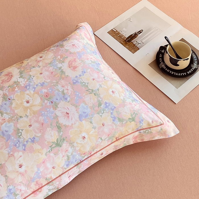 91家纺网 家纺一手货源 找家纺 威布斯 2025新疆棉全棉生态加厚磨毛四件套仙女星尘-粉