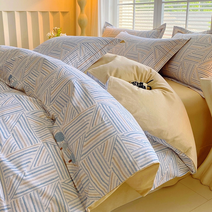 91家纺网 家纺一手货源 找家纺 威布斯 2025新疆棉全棉生态加厚磨毛四件套云树里-兰