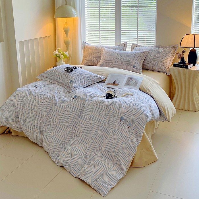 91家纺网 家纺一手货源 找家纺 威布斯 2025新疆棉全棉生态加厚磨毛四件套云树里-兰