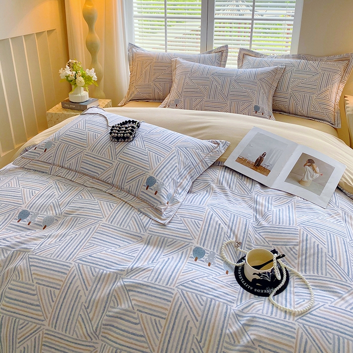 91家纺网 家纺一手货源 找家纺 威布斯 2025新疆棉全棉生态加厚磨毛四件套云树里-兰