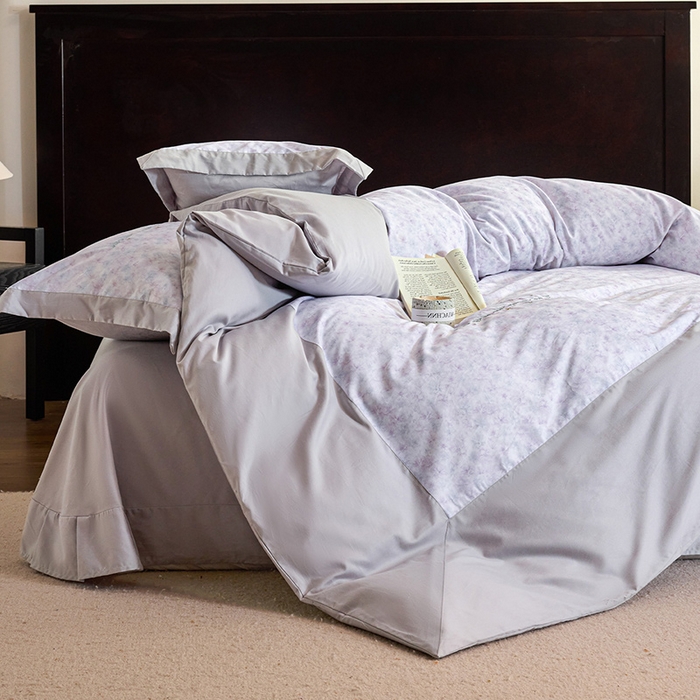 91家纺网 家纺一手货源 找家纺 迷尚家居 2025新款天丝棉磨毛工艺款四件套 花影紫