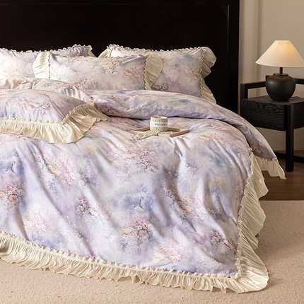 91家纺网 家纺一手货源 找家纺 （总）迷尚家居 2025新款全棉60支全棉磨毛花边款四件套