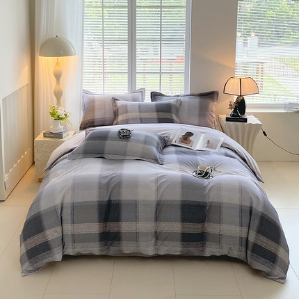 威布斯 2025新疆棉全棉生态加厚磨毛四件套轻织漫冬-灰