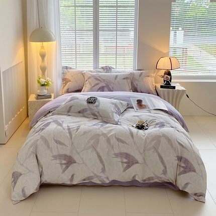 威布斯 2025新疆棉全棉生态加厚磨毛四件套清风徐来-兰