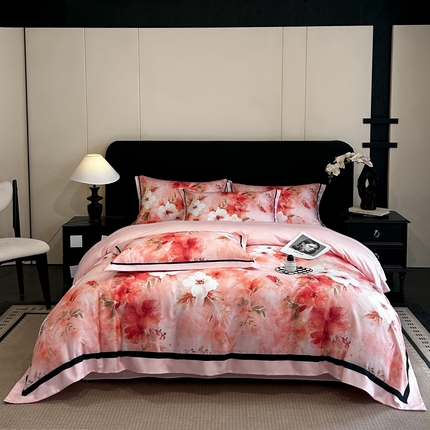 91家纺网 家纺一手货源 找家纺 色鬼布艺高端家居主号 2025新款大宽边亲肤棉四件套 如画