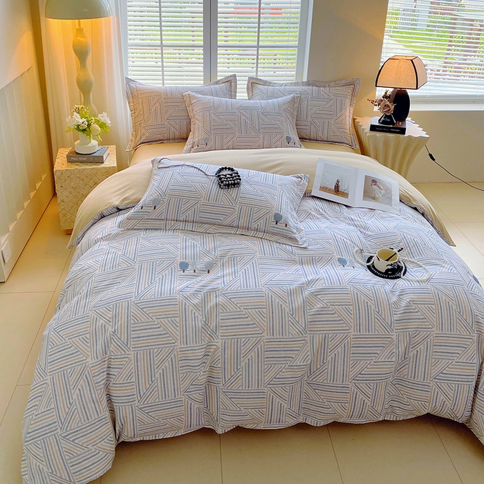 91家纺网 家纺一手货源 找家纺 威布斯 2025新疆棉全棉生态加厚磨毛四件套云树里-兰