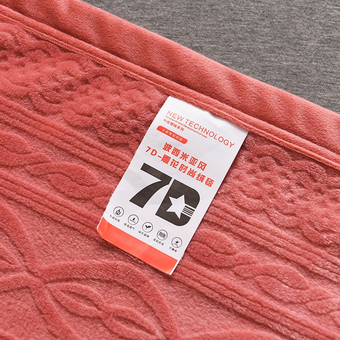 91家纺网 家纺一手货源 找家纺 小牛席业 2025新款7D雕花牛奶绒毛毯 豆沙