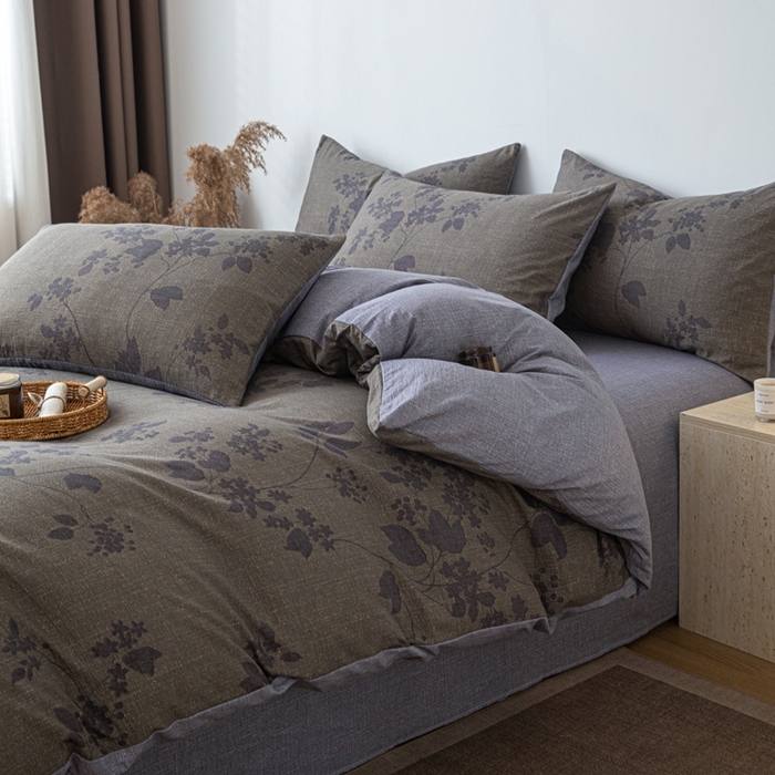 91家纺网 家纺一手货源 找家纺 芯贝儿 2025秋冬新品加厚原麻复古风亚麻皱皱双层纱水洗m四件套 颂青时