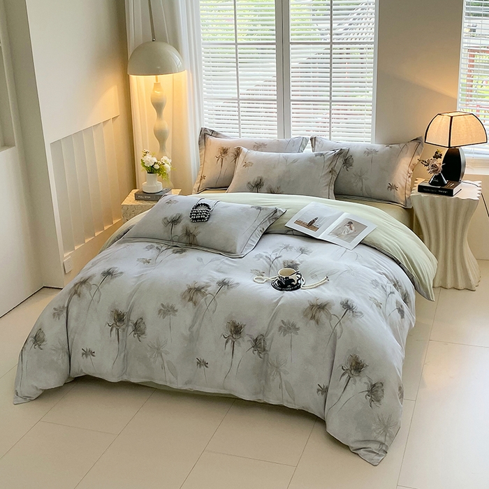 91家纺网 家纺一手货源 找家纺 威布斯 2025新疆棉全棉生态加厚磨毛四件套嬉秋集-灰