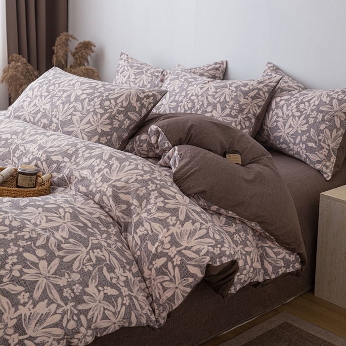 91家纺网 家纺一手货源 找家纺 芯贝儿 2025秋冬新品加厚原麻复古风亚麻皱皱双层纱水洗m四件套 苍梧