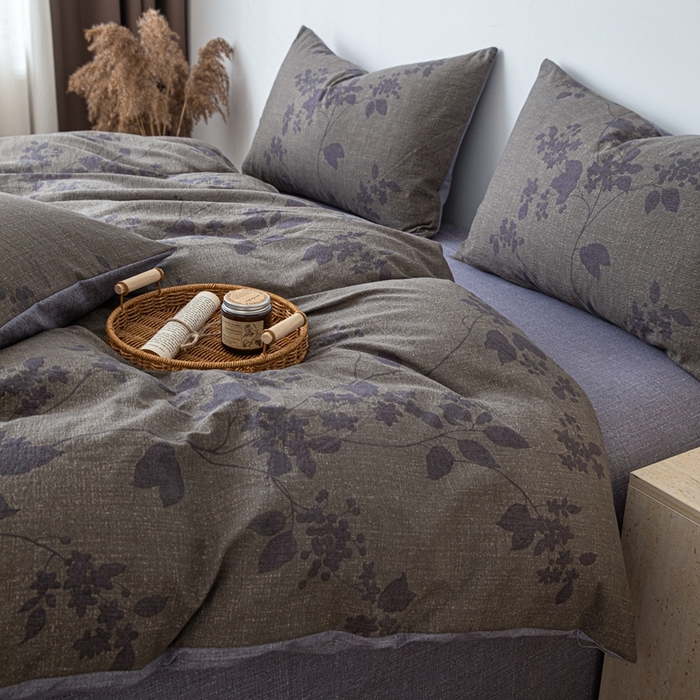 91家纺网 家纺一手货源 找家纺 芯贝儿 2025秋冬新品加厚原麻复古风亚麻皱皱双层纱水洗m四件套 颂青时