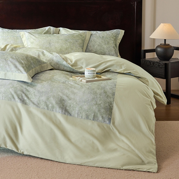 91家纺网 家纺一手货源 找家纺 迷尚家居 2025新款天丝棉磨毛工艺款四件套 森野绿