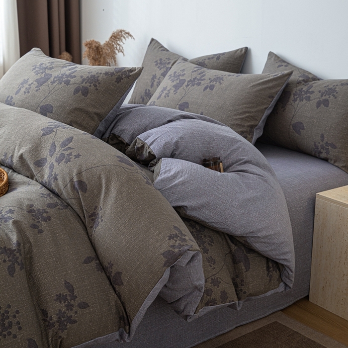 91家纺网 家纺一手货源 找家纺 芯贝儿 2025秋冬新品加厚原麻复古风亚麻皱皱双层纱水洗m四件套 颂青时