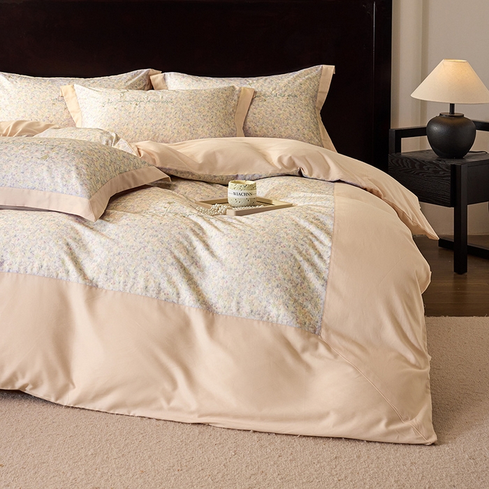 91家纺网 家纺一手货源 找家纺 迷尚家居 2025新款天丝棉磨毛工艺款四件套 卡洛蓝