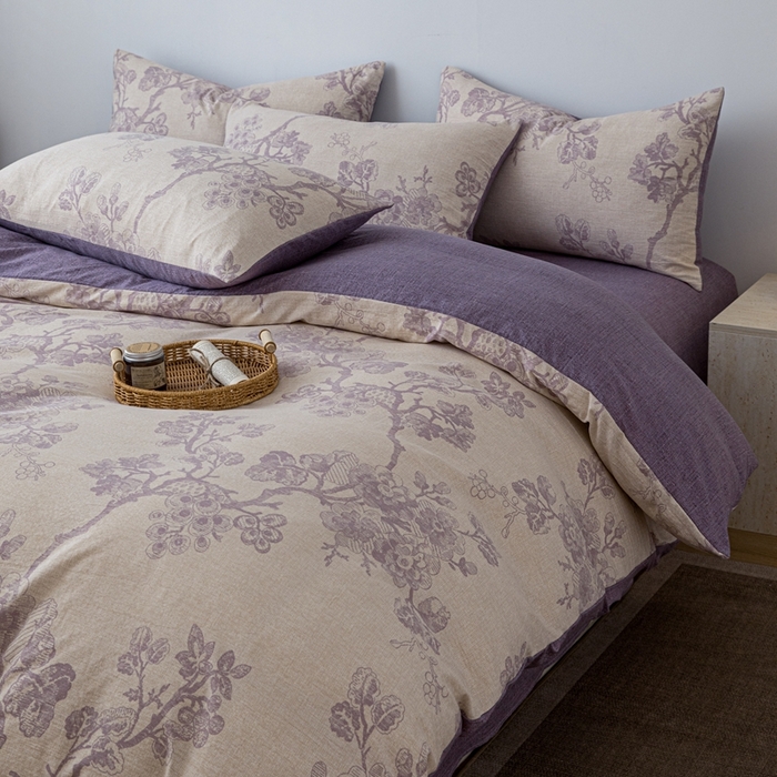 91家纺网 家纺一手货源 找家纺 芯贝儿 2025秋冬新品加厚原麻复古风亚麻皱皱双层纱水洗m四件套 砚秋