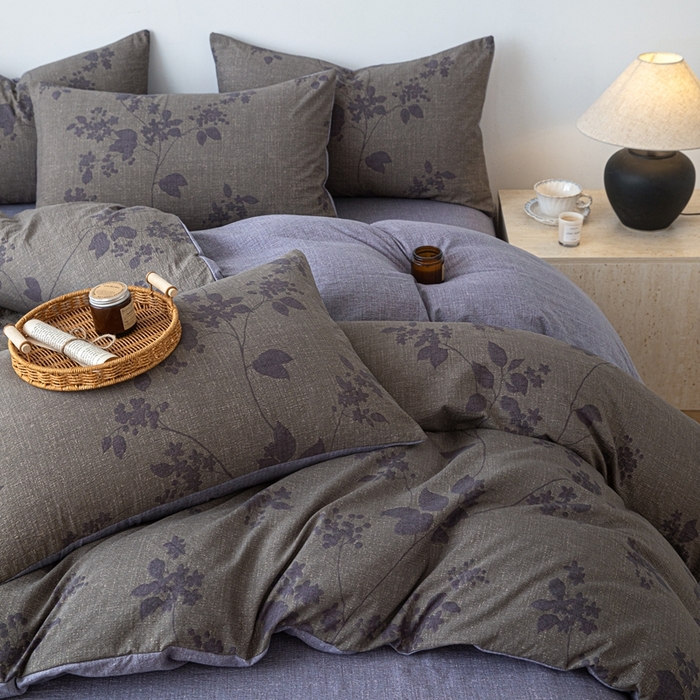 91家纺网 家纺一手货源 找家纺 芯贝儿 2025秋冬新品加厚原麻复古风亚麻皱皱双层纱水洗m四件套 颂青时