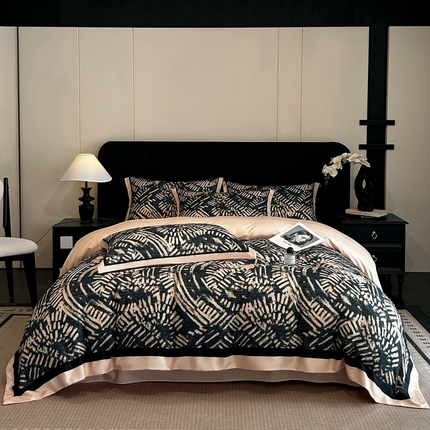 91家纺网 家纺一手货源 找家纺 色鬼布艺高端家居主号 2025新款大宽边亲肤棉四件套 年轮