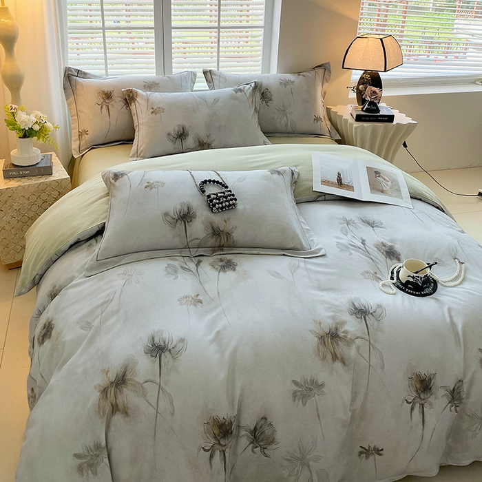 91家纺网 家纺一手货源 找家纺 威布斯 2025新疆棉全棉生态加厚磨毛四件套嬉秋集-灰