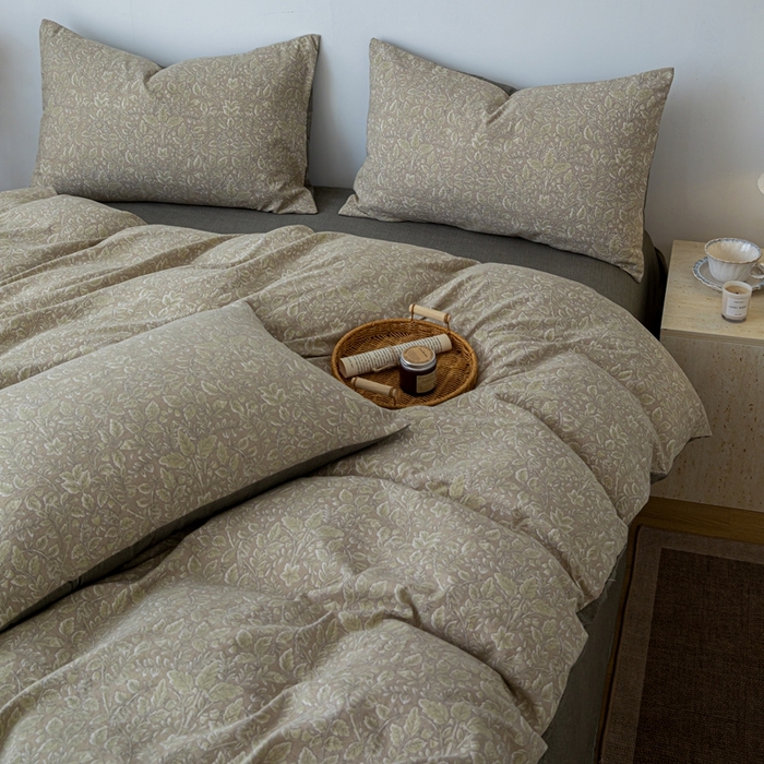 91家纺网 家纺一手货源 找家纺 芯贝儿 2025秋冬新品加厚原麻复古风亚麻皱皱双层纱水洗m四件套 古奈--绿