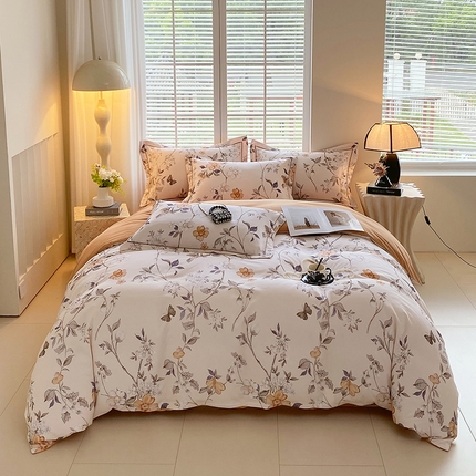 威布斯 2025新疆棉全棉生态加厚磨毛四件套硕朵-桔