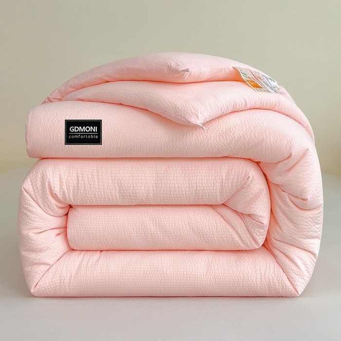 91家纺网 家纺一手货源 找家纺 宝士康家纺 2025新款10A抗菌泡泡棉大豆冬被暖肤粉