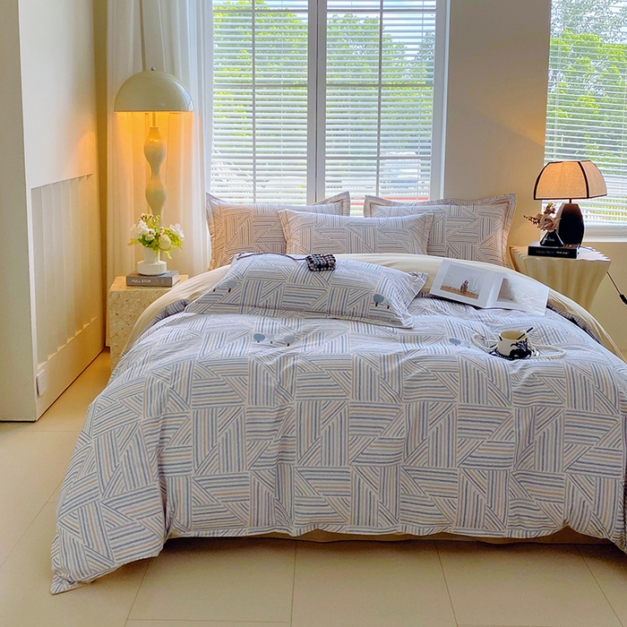 91家纺网 家纺一手货源 找家纺 威布斯 2025新疆棉全棉生态加厚磨毛四件套云树里-兰