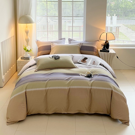 威布斯 2025新疆棉全棉生态加厚磨毛四件套诺拉-绿