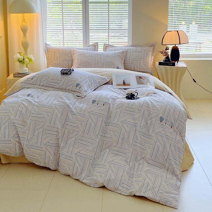 91家纺网 家纺一手货源 找家纺 威布斯 2025新疆棉全棉生态加厚磨毛四件套云树里-兰