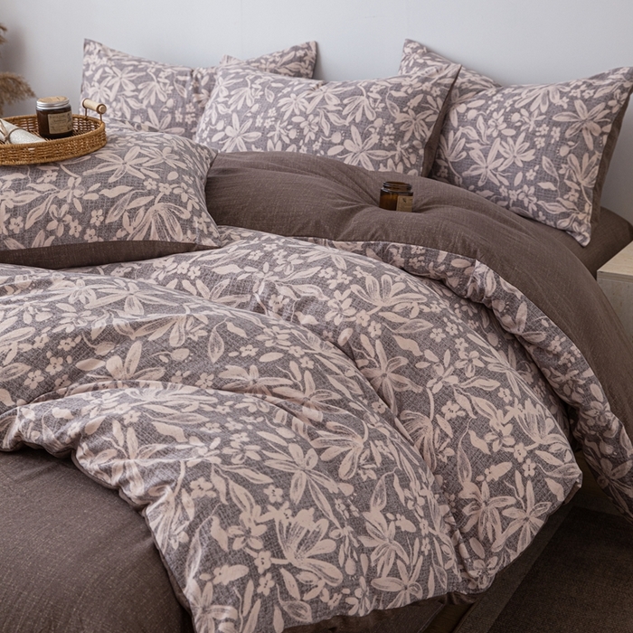 91家纺网 家纺一手货源 找家纺 芯贝儿 2025秋冬新品加厚原麻复古风亚麻皱皱双层纱水洗m四件套 苍梧