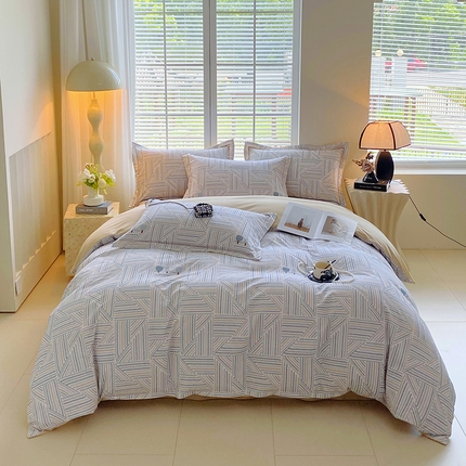 威布斯 2025新疆棉全棉生态加厚磨毛四件套云树里-兰