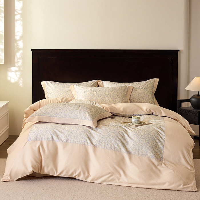 91家纺网 家纺一手货源 找家纺 迷尚家居 2025新款天丝棉磨毛工艺款四件套 卡洛蓝