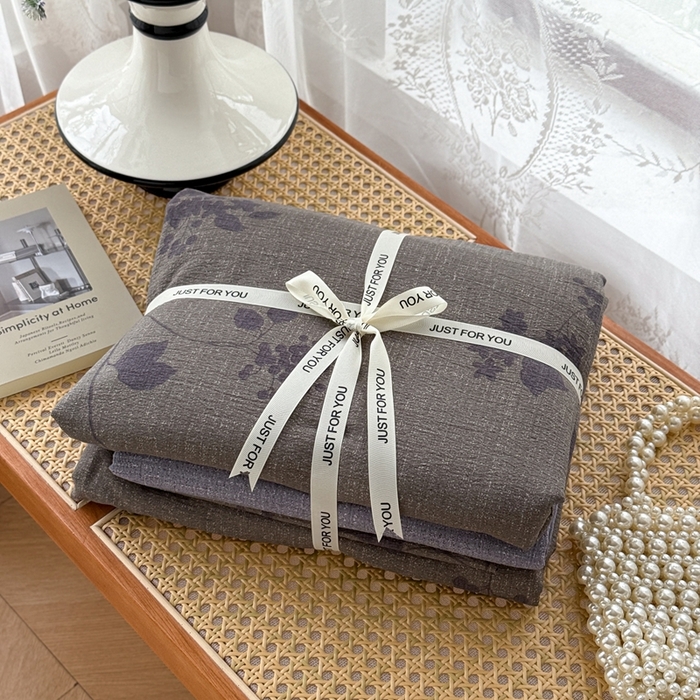 91家纺网 家纺一手货源 找家纺 芯贝儿 2025秋冬新品加厚原麻复古风亚麻皱皱双层纱水洗m四件套 颂青时