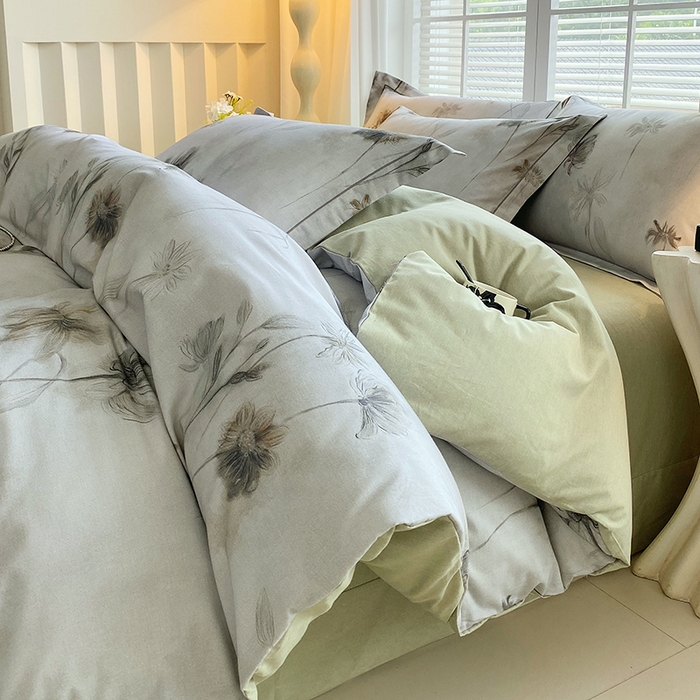 91家纺网 家纺一手货源 找家纺 威布斯 2025新疆棉全棉生态加厚磨毛四件套嬉秋集-灰