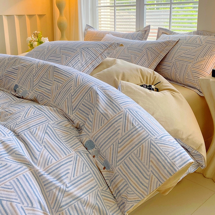 91家纺网 家纺一手货源 找家纺 威布斯 2025新疆棉全棉生态加厚磨毛四件套云树里-兰