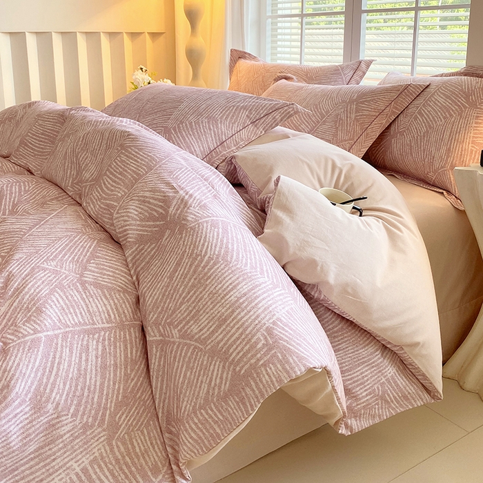 91家纺网 家纺一手货源 找家纺 威布斯 2025新疆棉全棉生态加厚磨毛四件套逐也-粉