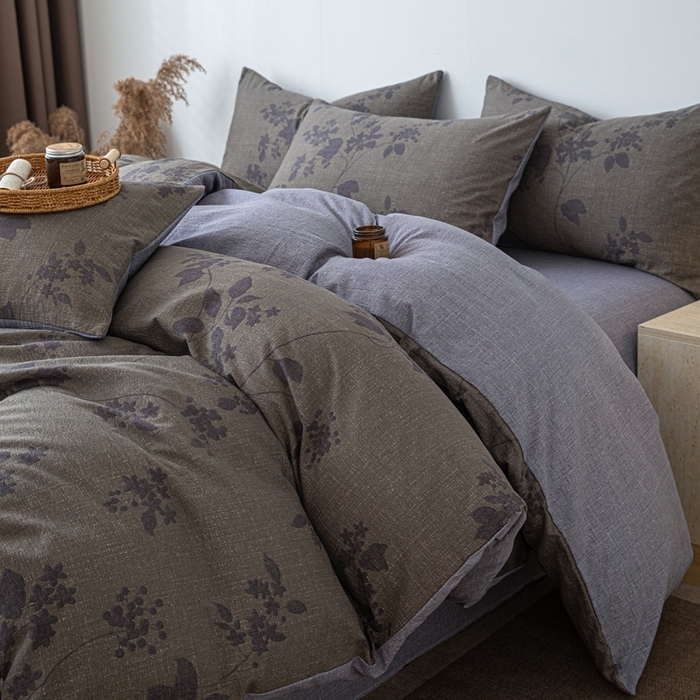 91家纺网 家纺一手货源 找家纺 芯贝儿 2025秋冬新品加厚原麻复古风亚麻皱皱双层纱水洗m四件套 颂青时