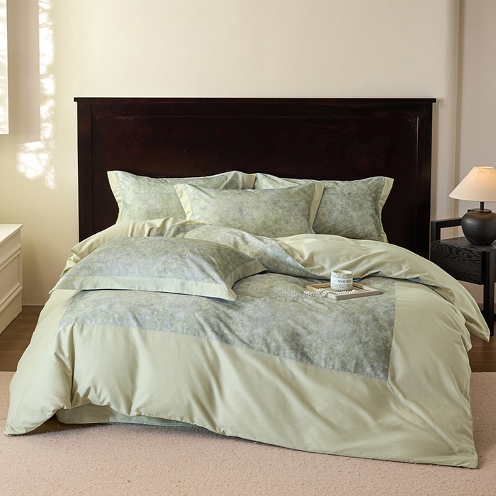 91家纺网 家纺一手货源 找家纺 迷尚家居 2025新款天丝棉磨毛工艺款四件套 森野绿