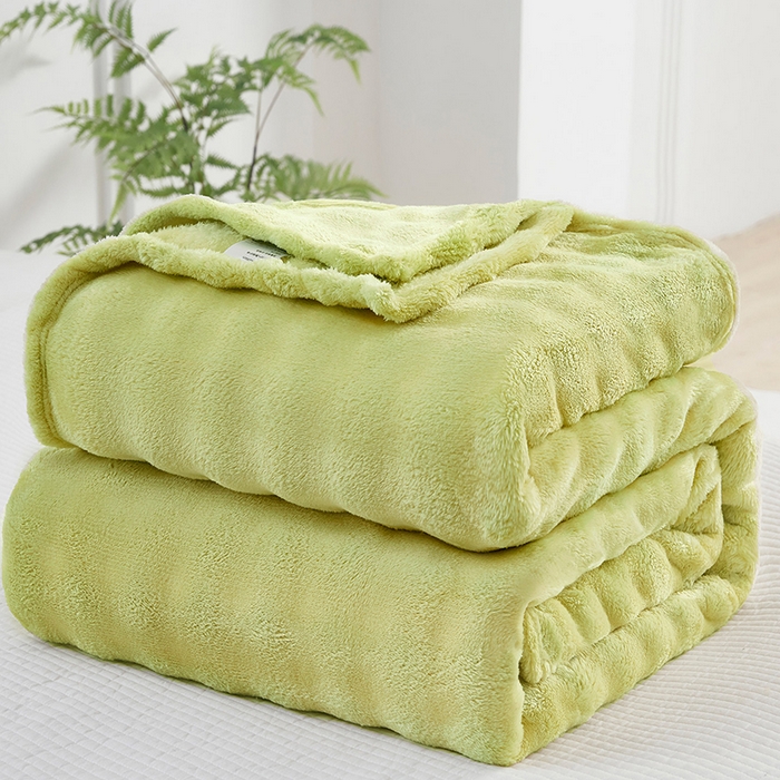 91家纺网 家纺一手货源 找家纺 肖恩毯业 2025新款托斯卡纳兔毛绒炫彩毛毯泡泡绒牛奶绒毯沙发盖毯跨境专供外贸出口可定制尺寸量大可谈 炫彩果绿