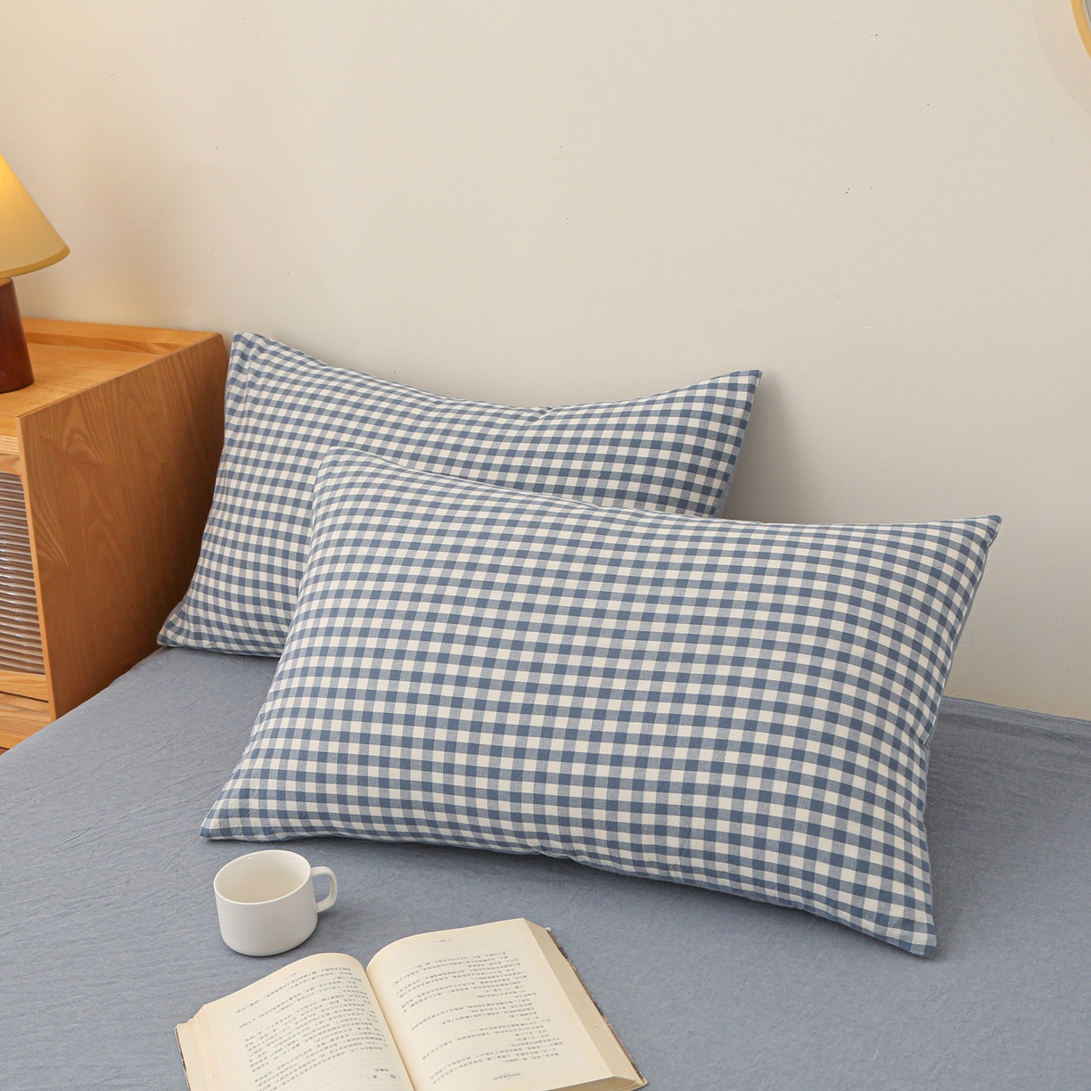 91家纺网 家纺一手货源 找家纺 牛魔王家居 2025新款水洗棉格子冬被春秋被纤维被被子 蓝小格