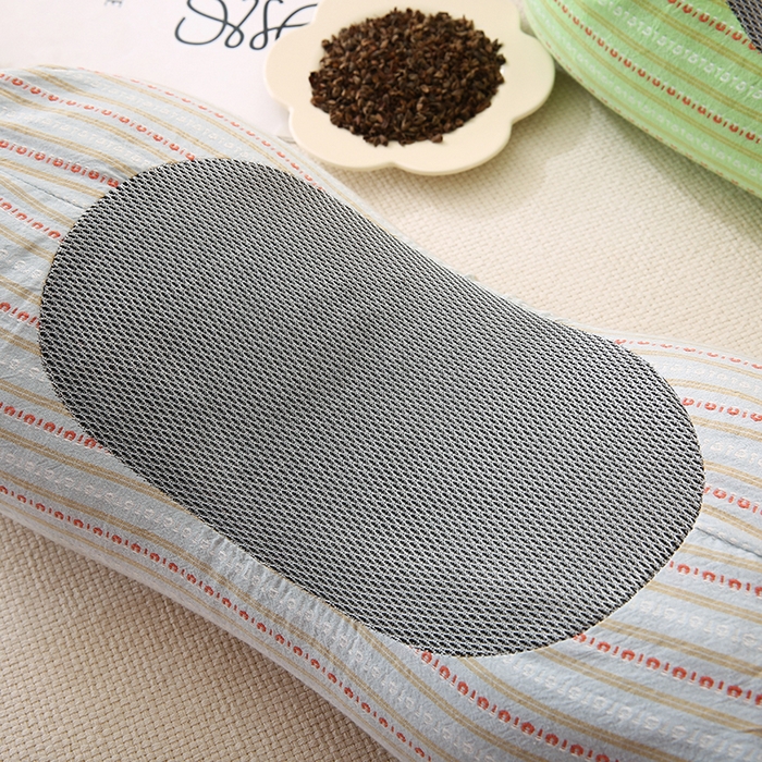 91家纺网 家纺一手货源 找家纺 金牛枕芯 2025新款全棉3d条纹荞麦枕头枕芯圆柱护颈枕 灰色