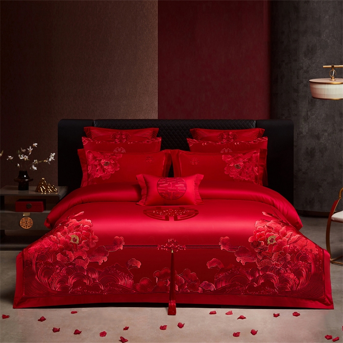 91家纺网 家纺一手货源 找家纺 （总）宏羽纺家纺 2025新款全棉100%全棉新中式婚庆多件套