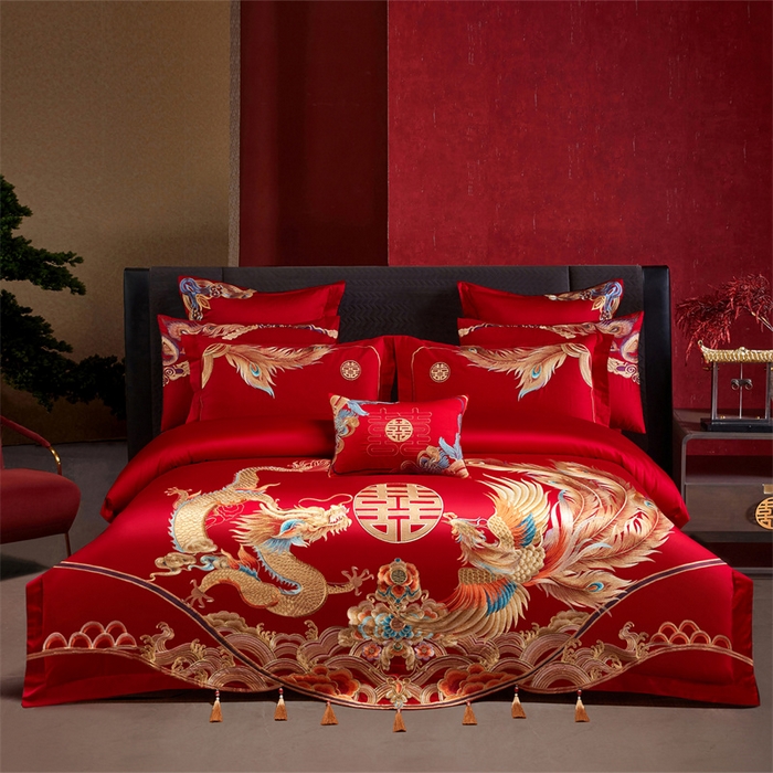 91家纺网 家纺一手货源 找家纺 （总）宏羽纺家纺 2025新款全棉100%全棉新中式婚庆多件套