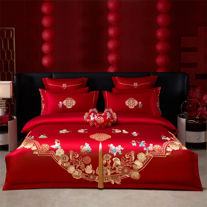 91家纺网 家纺一手货源 找家纺 （总）宏羽纺家纺 2025新款全棉100%全棉新中式婚庆多件套