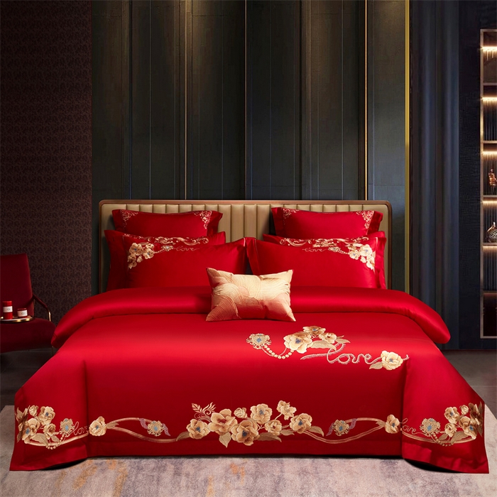 91家纺网 家纺一手货源 找家纺 （总）宏羽纺家纺 2025新款全棉100%全棉新中式婚庆多件套