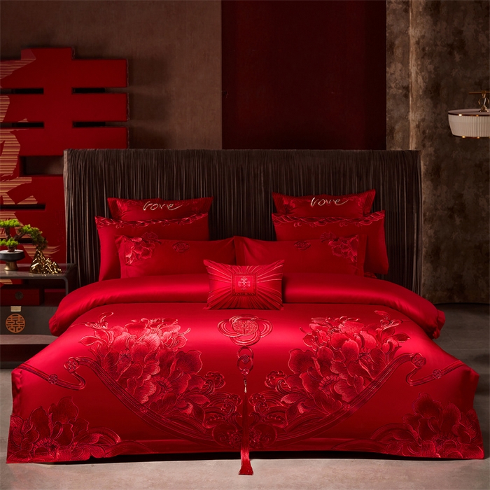 91家纺网 家纺一手货源 找家纺 （总）宏羽纺家纺 2025新款全棉100%全棉新中式婚庆多件套