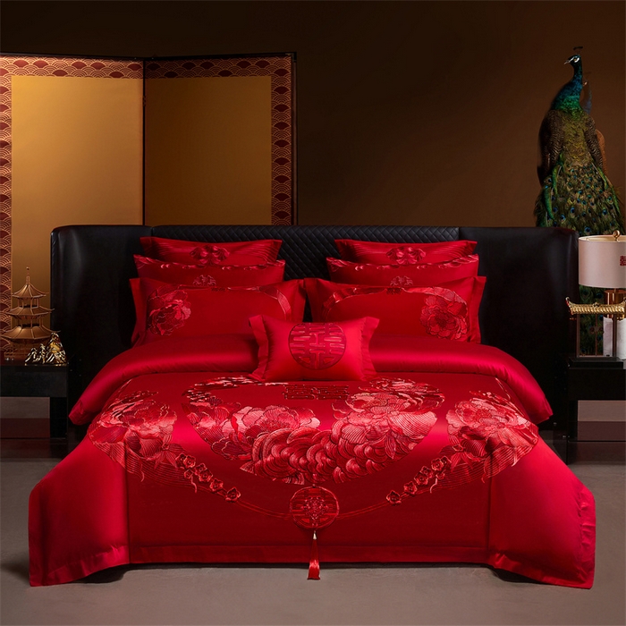 91家纺网 家纺一手货源 找家纺 （总）宏羽纺家纺 2025新款全棉100%全棉新中式婚庆多件套