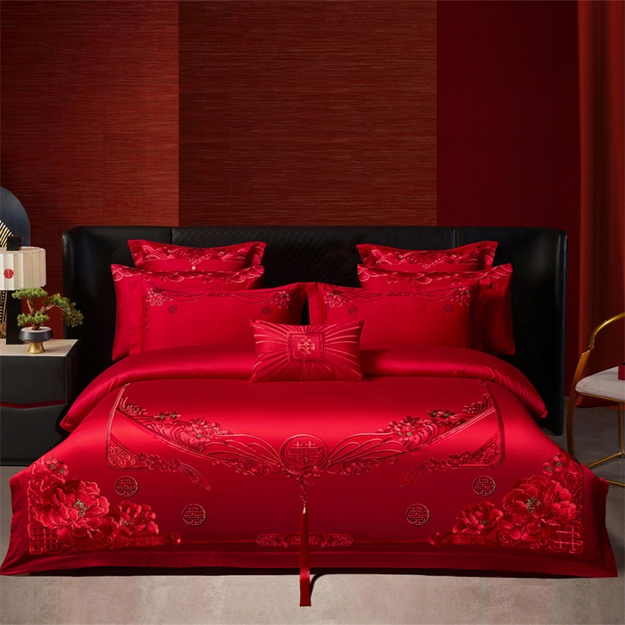 91家纺网 家纺一手货源 找家纺 （总）宏羽纺家纺 2025新款全棉100%全棉新中式婚庆多件套