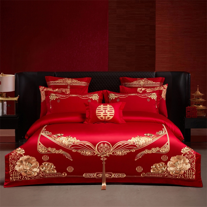 91家纺网 家纺一手货源 找家纺 （总）宏羽纺家纺 2025新款全棉100%全棉新中式婚庆多件套