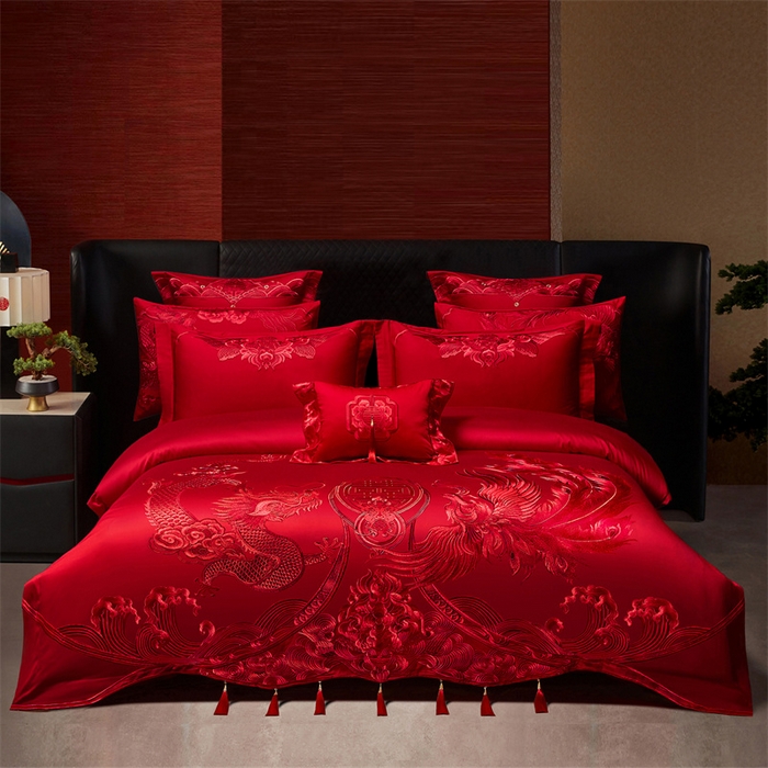 91家纺网 家纺一手货源 找家纺 （总）宏羽纺家纺 2025新款全棉100%全棉新中式婚庆多件套